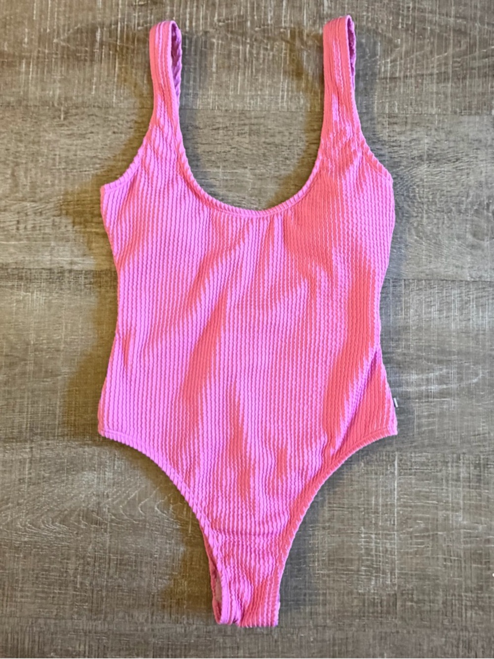 Billabong Bayside Pink Rib Crinkle One Piece Swimsuit Padded NWT